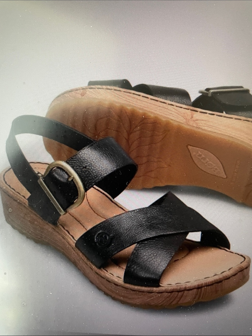 Born Aida Leather Strappy Wedge Slingback Sandals 9M